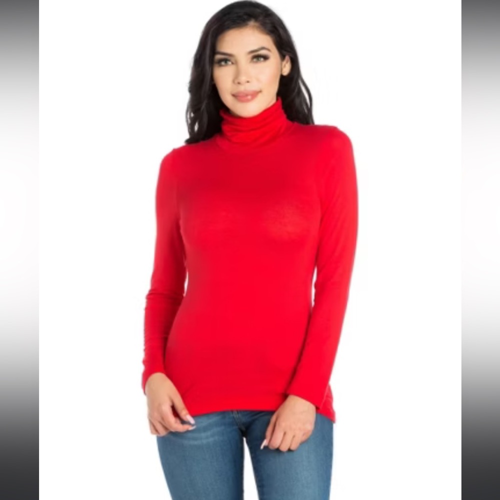 NWOT Northern Reflections Red Mock Neck Fitted sweater